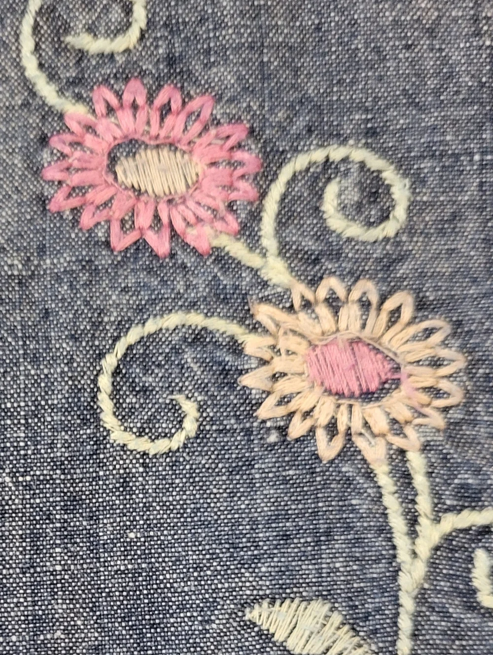 Old‎ Navy Dress For Baby Girl Denim Floral Embroidered Sundress Size 6-12 Months